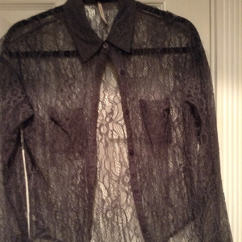 Free People lace button down NWOT